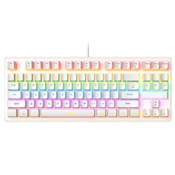 ALSMBFY Gaming Mechanical Wired Keyboard 87-Key Green Axis USB-interface RGB Backlight for Gamers PC-laptops (Color : D)
